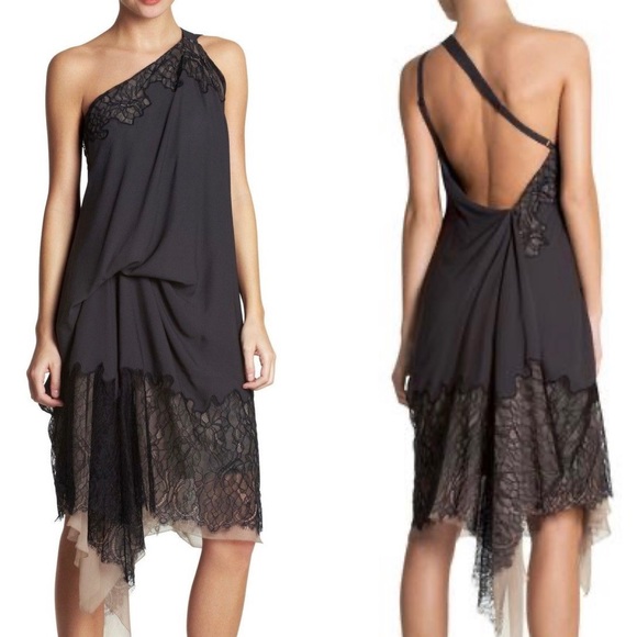 NWT BCBGMAXAZARIA Runway One Shoulder Lace Dress 2